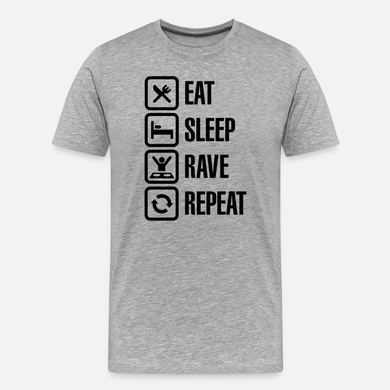 Eat sleep rave repeat - Männer Premium Bio T-Shirt - Grau meliert