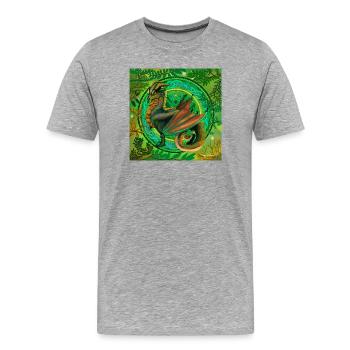 Forest Green Dragon - Men's Premium Organic T-Shirt - heather grey - Front - Damien (186cm)