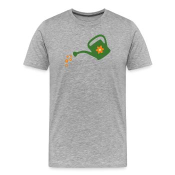Blumen gießen Gießkanne (dunkel) - Männer Premium Bio T-Shirt - Grau meliert - Vorne - Damien (186cm)
