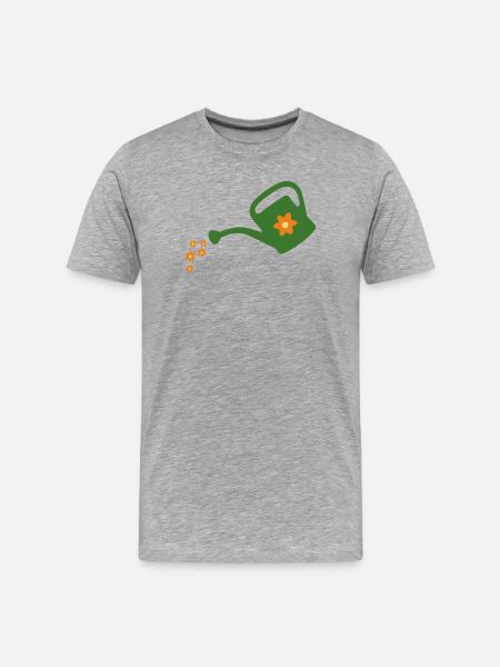 Blumen gießen Gießkanne (dunkel) - Männer Premium Bio T-Shirt - Grau meliert