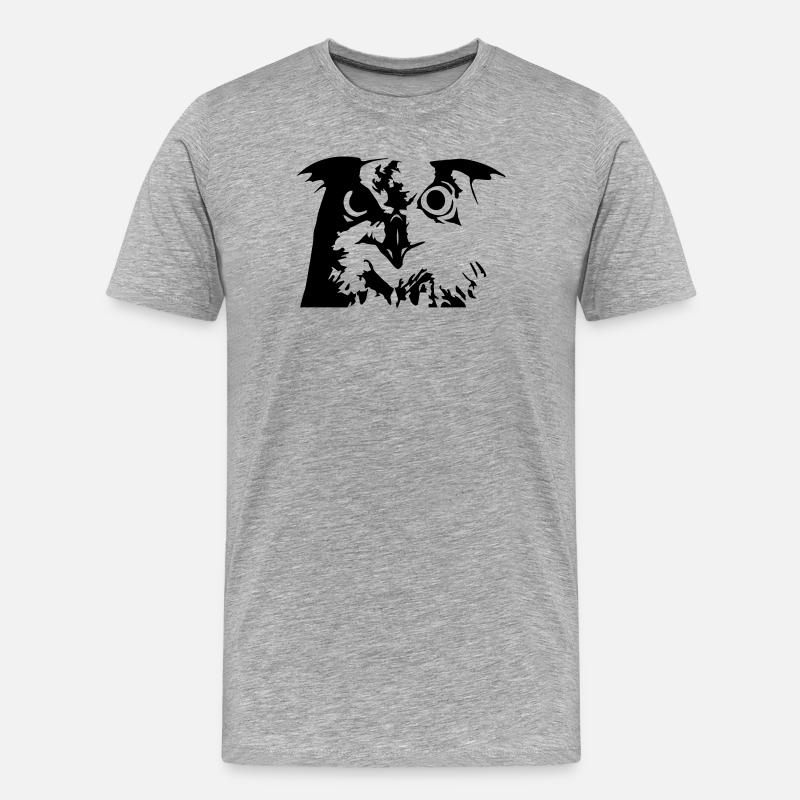 Eule, Owl - Grafik, Vogel, UHU - Männer Premium Bio T-Shirt - Grau meliert