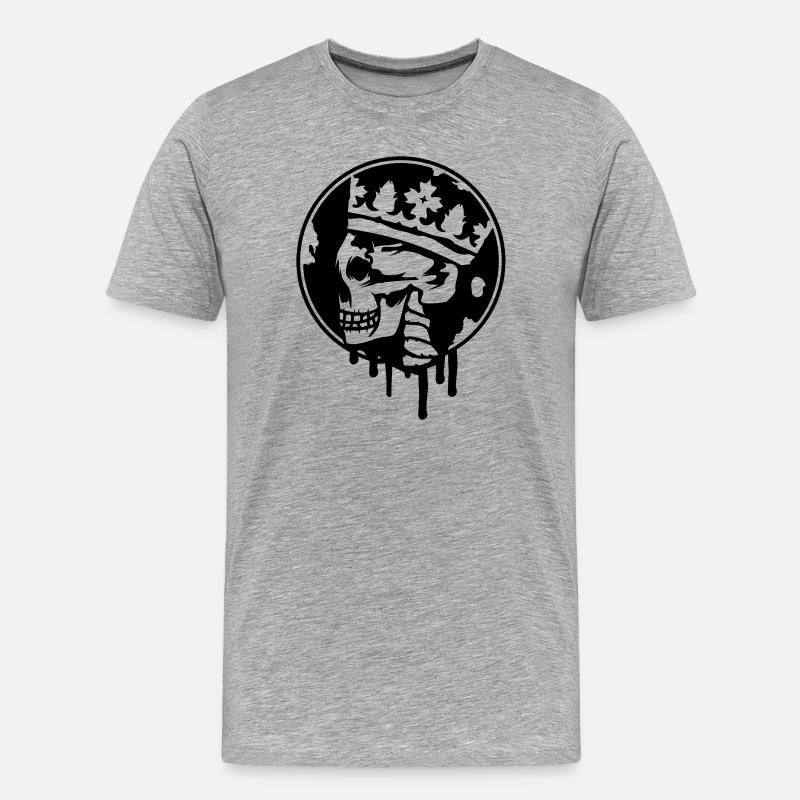 Totenschädel mit Krone Graffiti - Männer Premium Bio T-Shirt - Grau meliert