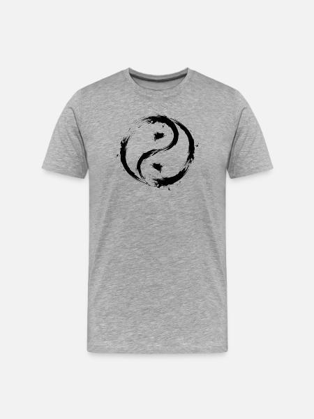 Yin Yang Circles Symbol Brush Black - Men's Premium Organic T-Shirt - heather grey