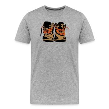 alte Schuhe - Männer Premium Bio T-Shirt - Grau meliert - Vorne - Damien (186cm)