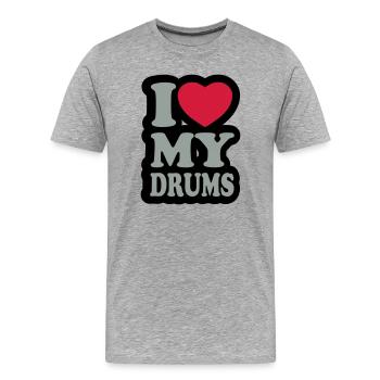 I love my drums - Ich liebe meine Trommeln - Männer Premium Bio T-Shirt - Grau meliert - Vorne - Damien (186cm)
