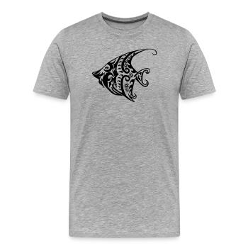 Poisson Tribal - T-shirt bio Premium Homme - gris chiné - Devant - Damien (186cm)