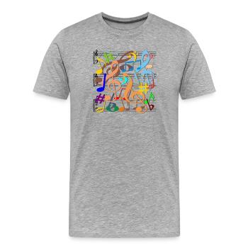 Musiknoten - Männer Premium Bio T-Shirt - Grau meliert - Vorne - Damien (186cm)