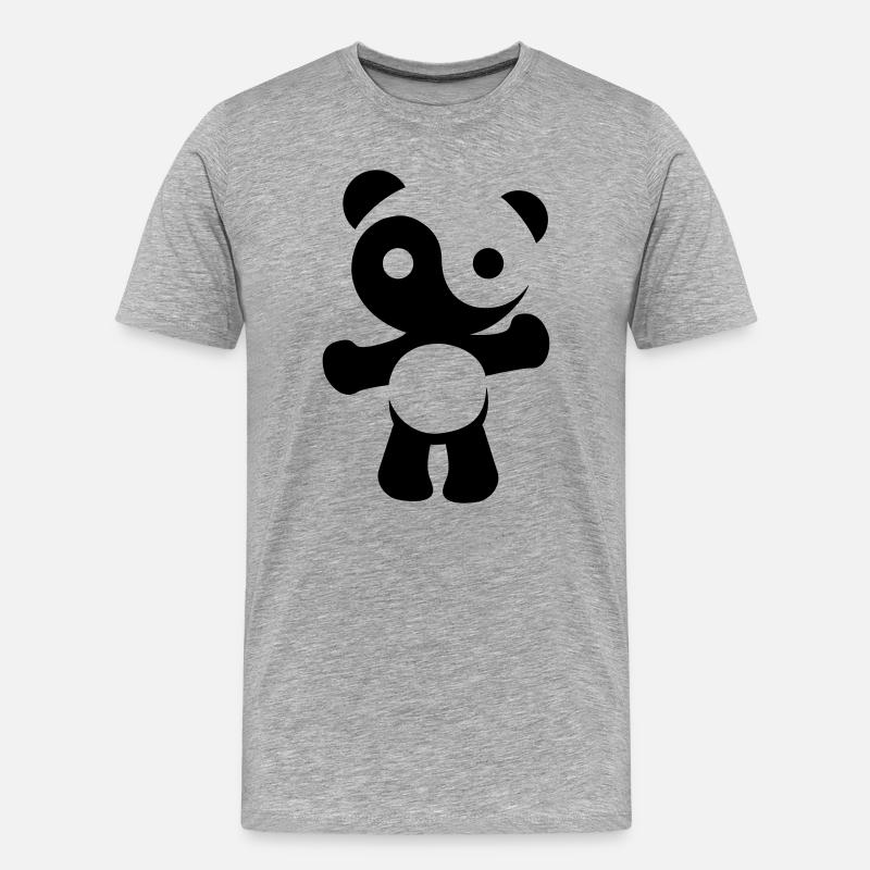 panda teddy yinyang - Männer Premium Bio T-Shirt - Grau meliert