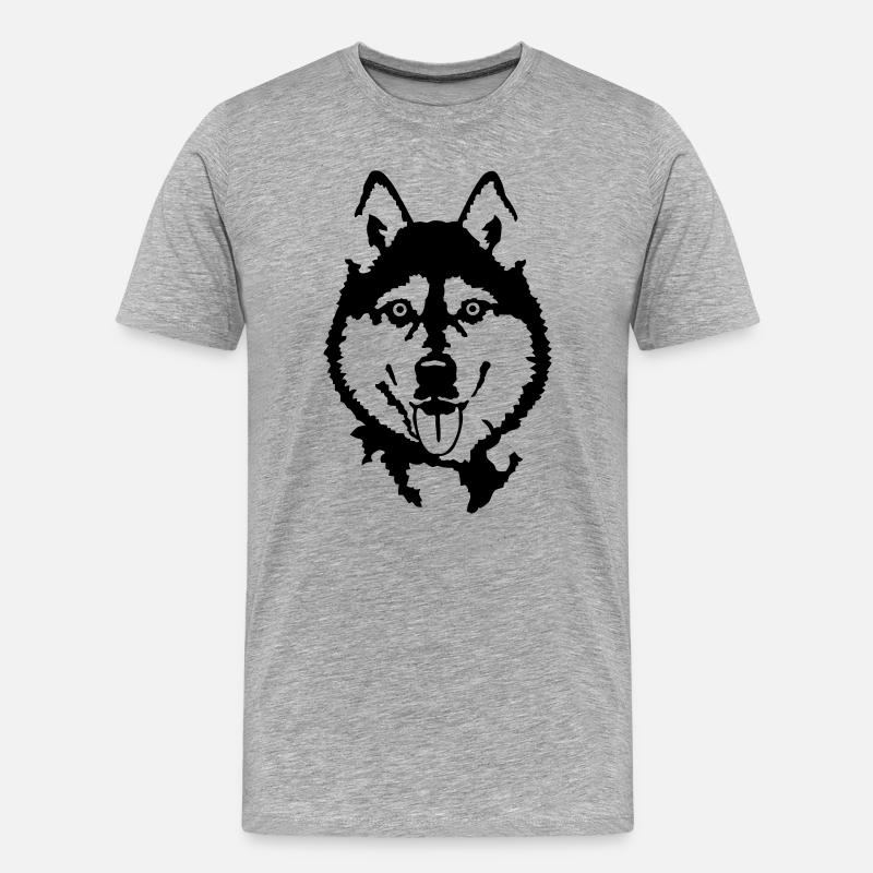 Husky - Männer Premium Bio T-Shirt - Grau meliert