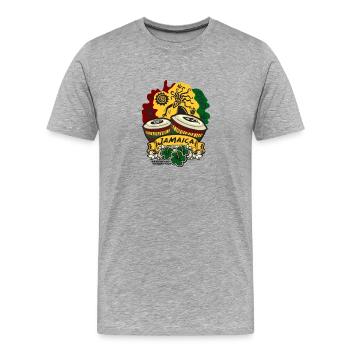 Jamaika Trommeln Rhythm - Männer Premium Bio T-Shirt - Grau meliert - Vorne - Damien (186cm)