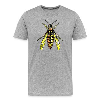 Wespe - Männer Premium Bio T-Shirt - Grau meliert - Vorne - Damien (186cm)