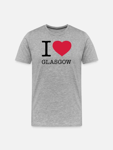 J’AIME GLASGOW, Écosse, Écosse - T-shirt bio Premium Homme - gris chiné