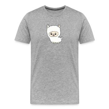Lama - Männer Premium Bio T-Shirt - Grau meliert - Vorne - Damien (186cm)