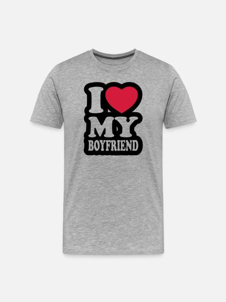 I love my boyfriend - Men's Premium Organic T-Shirt - heather grey