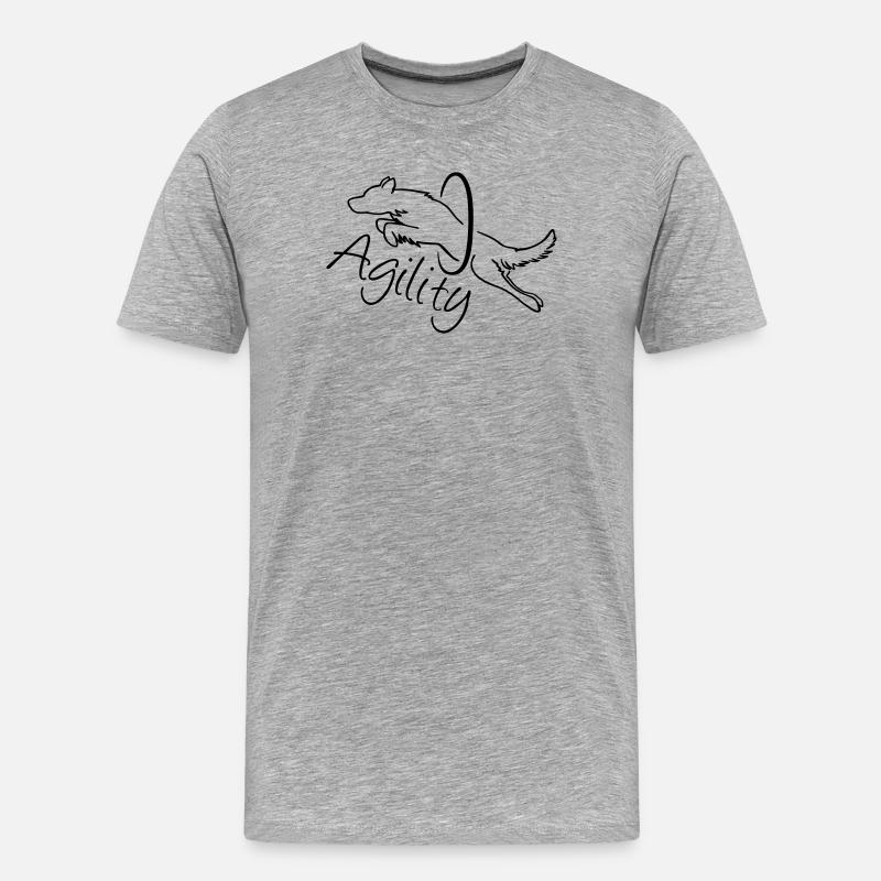 Agility Dog with hoop - Männer Premium Bio T-Shirt - Grau meliert