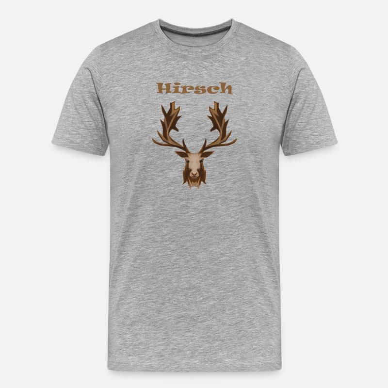 Hirsch - Männer Premium Bio T-Shirt - Grau meliert
