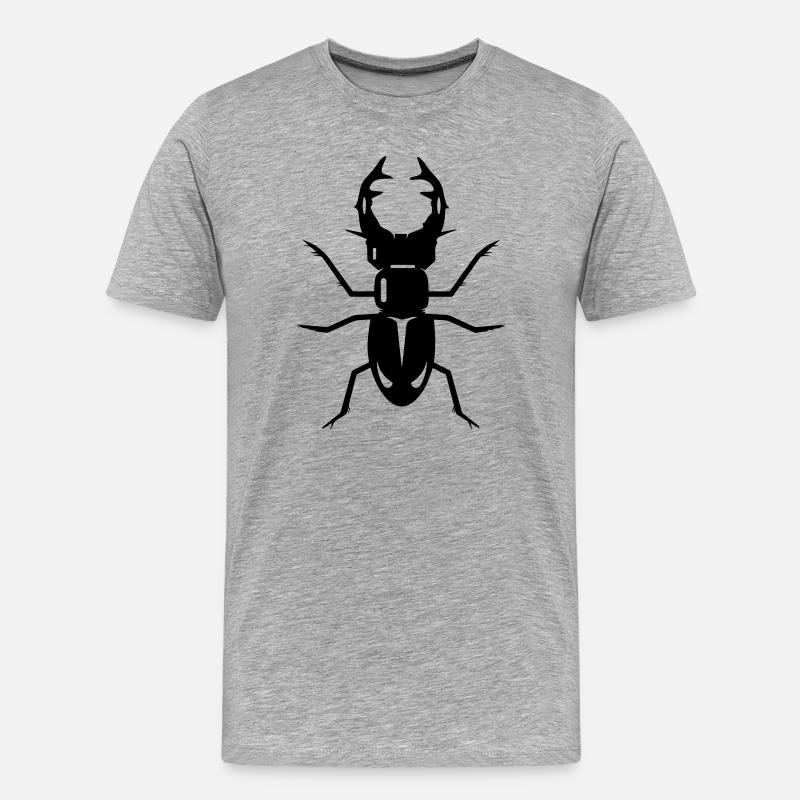 stilisierter Hirschkäfer mit prächtigen Geweih - Männer Premium Bio T-Shirt - Grau meliert