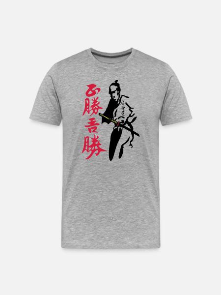 Bushi Night Hunter - Männer Premium Bio T-Shirt - Grau meliert