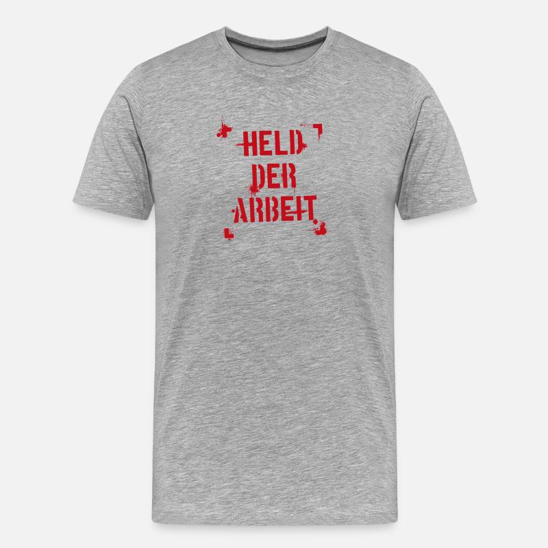 Held der Arbeit - rot - Männer Premium Bio T-Shirt - Grau meliert