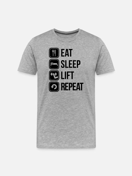 eat sleep lift repeat - Men's Premium Organic T-Shirt - heather grey
