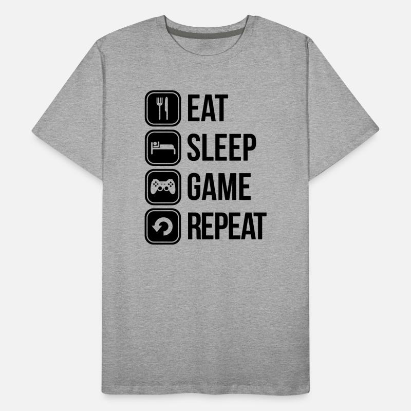 eat sleep game repeat T-shirt bio Premium Homme