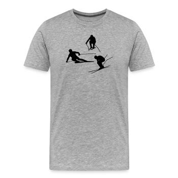Skifahrer - Männer Premium Bio T-Shirt - Grau meliert - Vorne - Damien (186cm)