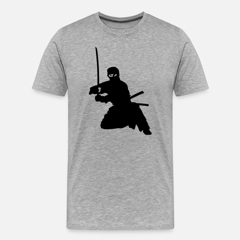 Ninja - Männer Premium Bio T-Shirt - Grau meliert