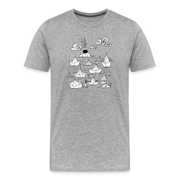Port t-shirt - T-shirt bio Premium Homme - gris chiné - Devant - Damien (186cm)