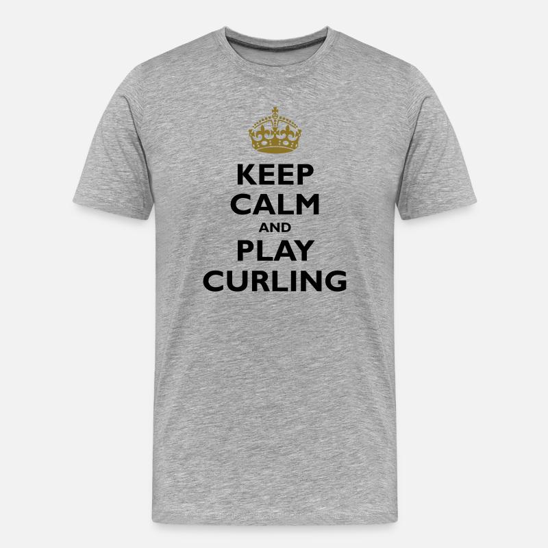 Keep calm and play curling - Männer Premium Bio T-Shirt - Grau meliert