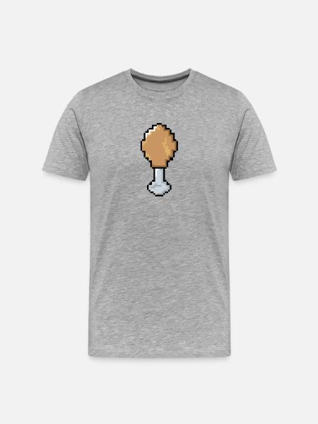 Pixel - Hähnchenkeule - Männer Premium Bio T-Shirt - Grau meliert