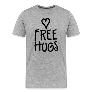 free hugs - Männer Premium Bio T-Shirt - Grau meliert - Vorne - Damien (186cm)