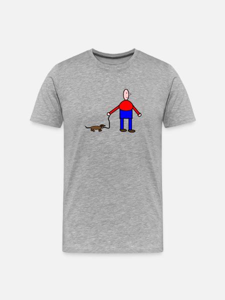 Humorous animal and human drawing - Men's Premium Organic T-Shirt - heather grey