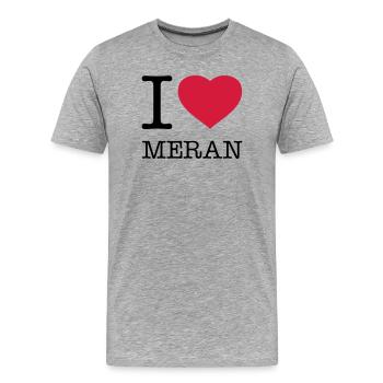 I LOVE MERAN - Men's Premium Organic T-Shirt - heather grey - Front - Damien (186cm)