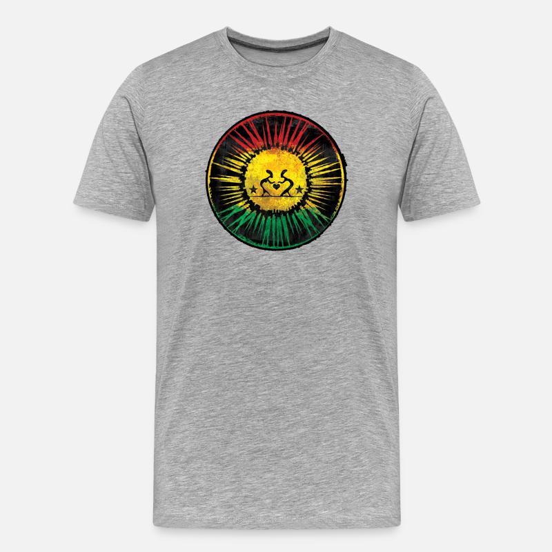 Rastafari Herz und Sonne Design - Männer Premium Bio T-Shirt - Grau meliert