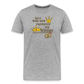 Junggesellin Hochzeit Heirat Polterabend Party - Männer Premium Bio T-Shirt - Grau meliert - Vorne - Damien (186cm)