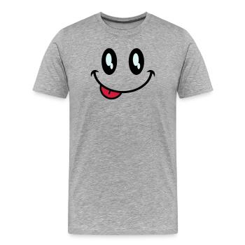 augen smiley zunge - Männer Premium Bio T-Shirt - Grau meliert - Vorne - Damien (186cm)