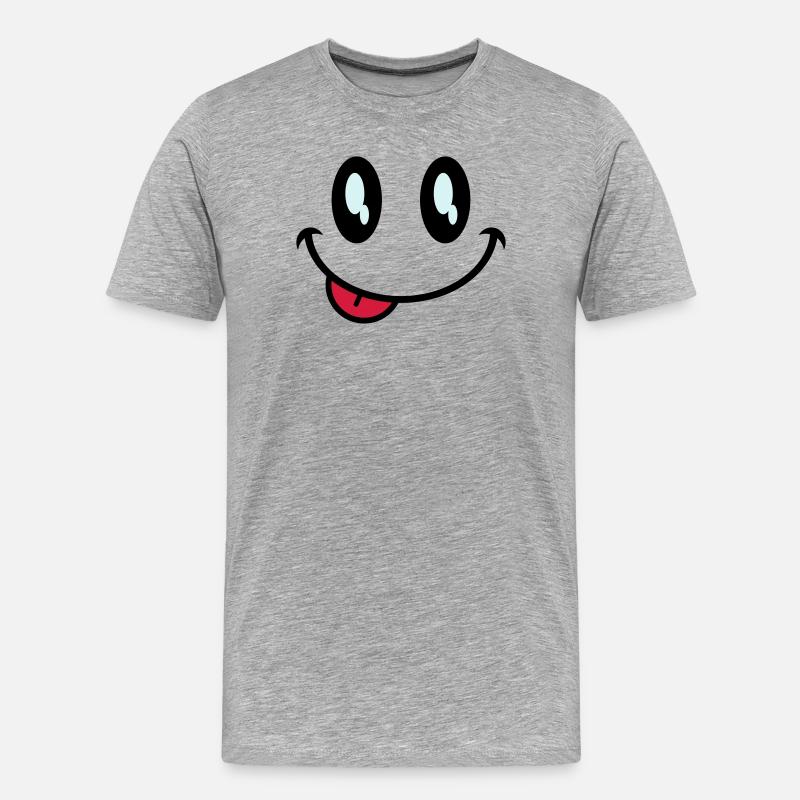 augen smiley zunge - Männer Premium Bio T-Shirt - Grau meliert