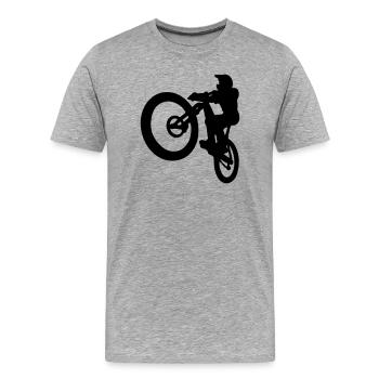 Saut VTT - T-shirt bio Premium Homme - gris chiné - Devant - Damien (186cm)