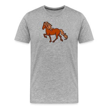 Cheval islandais, renard, briquet - T-shirt bio Premium Homme - gris chiné - Devant - Damien (186cm)