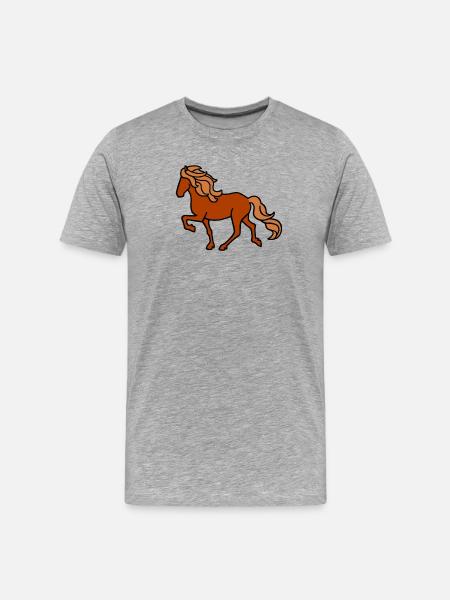 Islandpferd, Fuchs, heller - Männer Premium Bio T-Shirt - Grau meliert