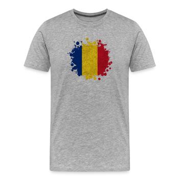 Rumänien Klecks Vintage / Geschenk Bukarest - Männer Premium Bio T-Shirt - Grau meliert - Vorne - Damien (186cm)