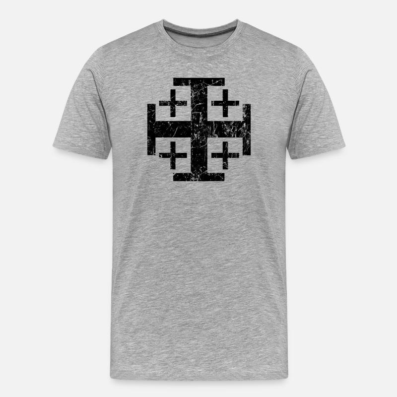Croix de Jérusalem Croix de Jérusalem cruz croix - T-shirt bio Premium Homme - gris chiné