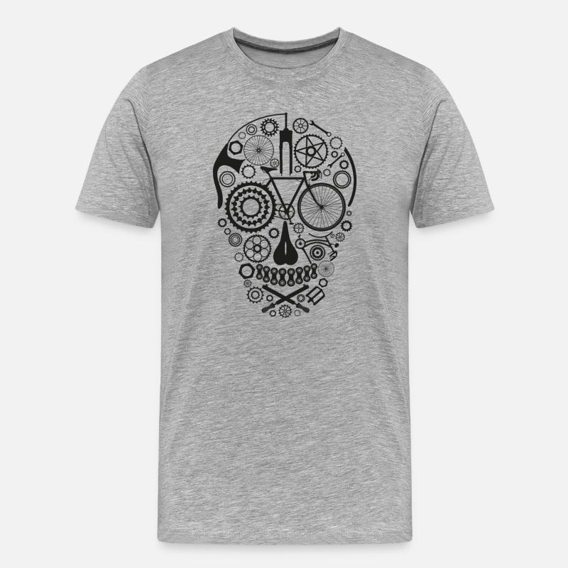 Bicycle Skull black - Männer Premium Bio T-Shirt - Grau meliert