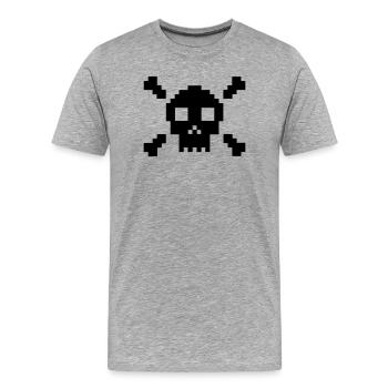 Pixel crane et os croises - T-shirt bio Premium Homme - gris chiné - Devant - Damien (186cm)