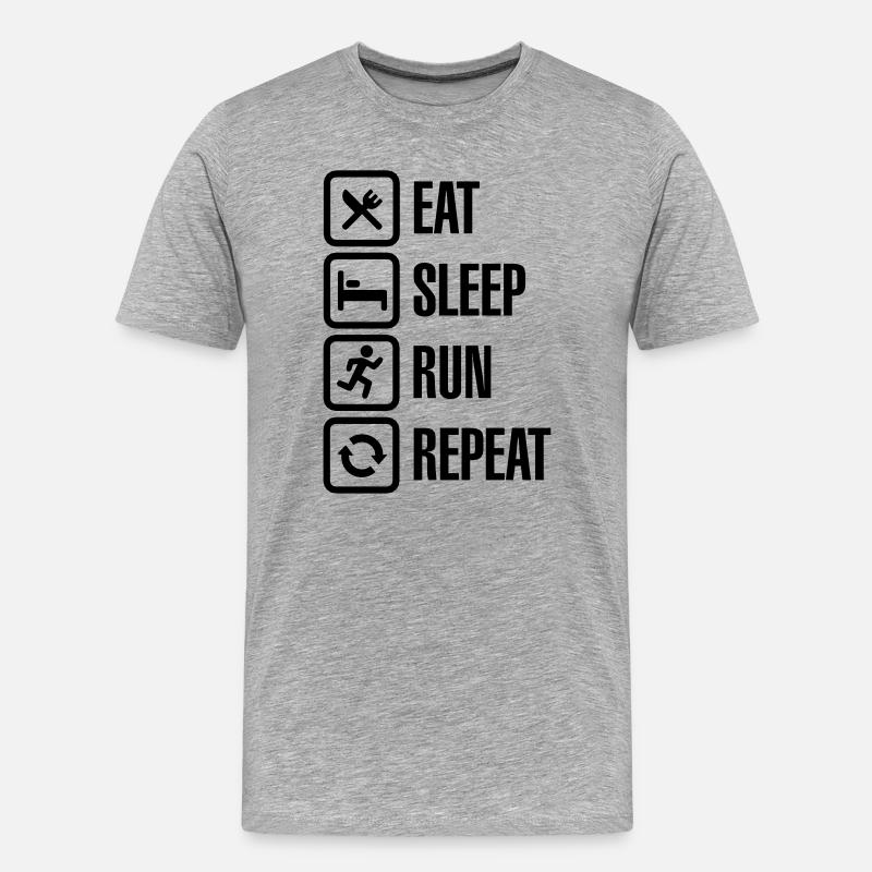 Eat sleep run repeat - Männer Premium Bio T-Shirt - Grau meliert