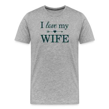 J'aime ma femme - T-shirt bio Premium Homme - gris chiné - Devant - Damien (186cm)