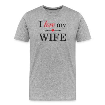 J'aime ma femme - T-shirt bio Premium Homme - gris chiné - Devant - Damien (186cm)