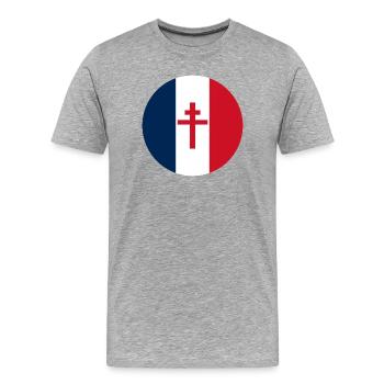 frei frankreich blason frankreich croix de Lorraine - Männer Premium Bio T-Shirt - Grau meliert - Vorne - Damien (186cm)