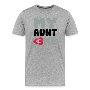 My aunt loves me - Ma tante m'aime - T-shirt bio Premium Homme - gris chiné - Devant - Damien (186cm)