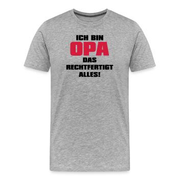 Ich bin Opa - Großvater Sprüche Geschenk Enkel Opi - Männer Premium Bio T-Shirt - Grau meliert - Vorne - Damien (186cm)